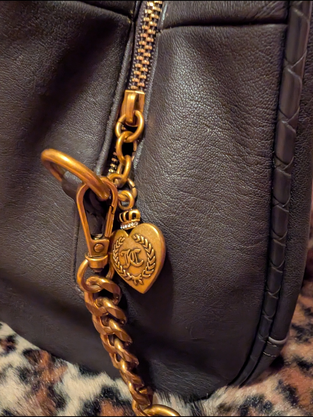 Juicy Couture Dark Brown Satchel with Pink Bow and Gold Hardware - Picture 3 of 12